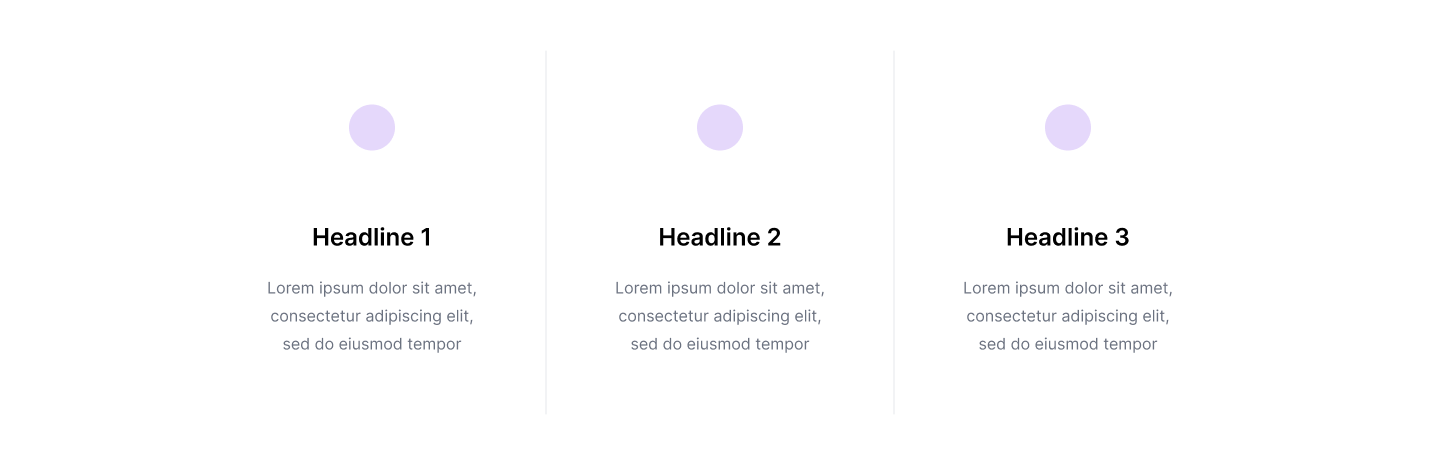 Feature Section three features horizontal